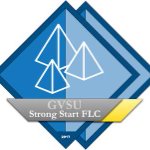 Blue and white Strong Start FLC square badge with pyramids as the design on February 27, 2025